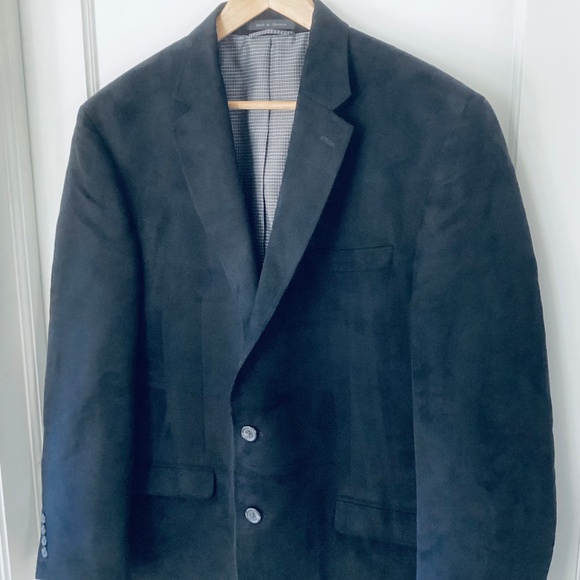 Chaps Blazer Mens 44R Black Suede 2 Button Sport Coat Jacket Office Career Event - Picture 4 of 16